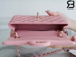 Túi Chanel Mini 8 Rectangular Flap Bag Màu Hồng Sakura Da Cừu 20CM Best Quality