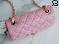 Túi Chanel Mini 8 Rectangular Flap Bag Màu Hồng Sakura Da Cừu 20CM Best Quality