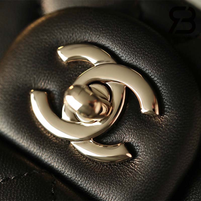Túi Chanel 23C Classic Mini Square Pearl Crush Enamel & Gold Lambskin Flap Bag Đen 16CM Best Quality