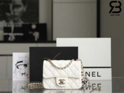 Túi Chanel 23C Classic Mini Square Pearl Crush Enamel & Gold Lambskin Flap Bag Trắng 16CM Best Quality