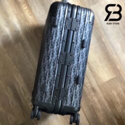 Vali Dior x Rimowa Cabin Suitcase Black Dior Oblique Aluminum Best Quality