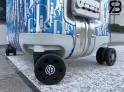 Vali Dior x Rimowa Cabin Suitcase Gradient Blue Dior Oblique Aluminum Best Quality