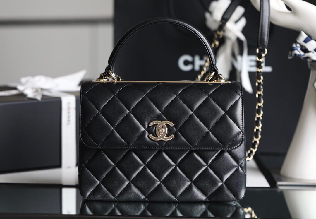 Túi Chanel Trendy Cc Flap Bag With Top Handle Màu Đen Lamskin Best Quality
