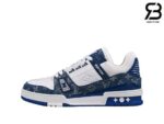 Giày Louis Vuitton LV Trainer Monogram Denim White Blue Siêu Cấp