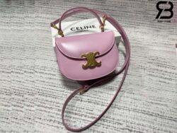 Túi Celine Mini Besace Triomphe In Shiny Calfskin Hồng Nhạt Best Quality
