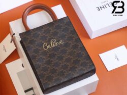 Túi Celine Mini Vertical Cabas In Triomphe Canvas And Calfskin With Celine Print Tan Best Quality