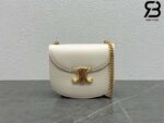 Túi Celine Teen Chain Besace Triomphe In Shiny Calfskin Rice Trắng Best Quality