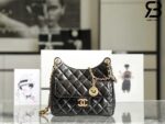 Túi Chanel 23C Runway Medium Hobo Bag Màu Đen Shiny Crumpled Calfskin 22CM Best Quality