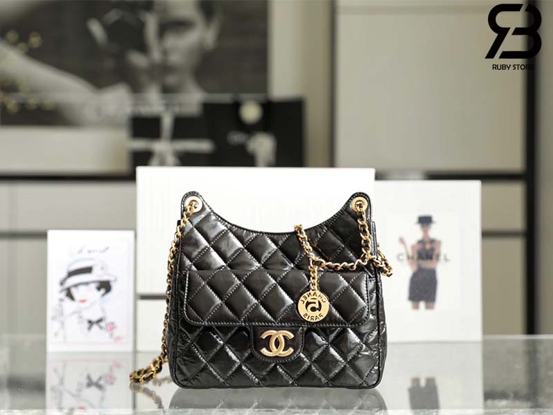 Túi Chanel Small Flap Bag Black Grained Shinny Calfskin Like New   Centimetvn