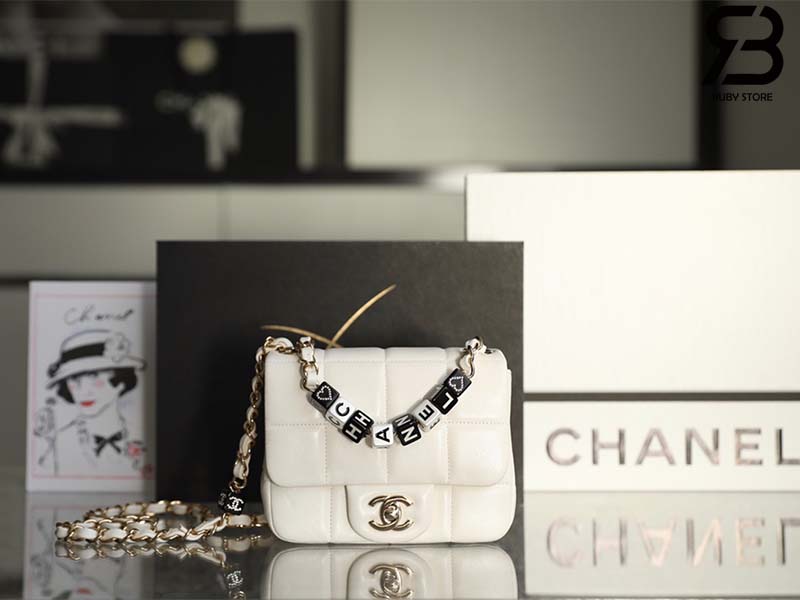 Túi Chanel 23C Classic Mini Square Flap Bag trắng LGHW best quality