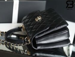 Túi chanel Trendy CC Flap Bag With Top Handle Màu Đen Lamskin 25CM Best Quality