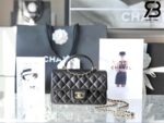 Túi Chanel Mini Flap Bag With Top Handle Màu Đen Lamskin Khóa Vàng 20CM Best Quality