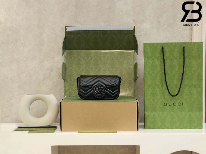 Túi Gucci GG Marmont Belt Bag Đen 16CM Best Quality