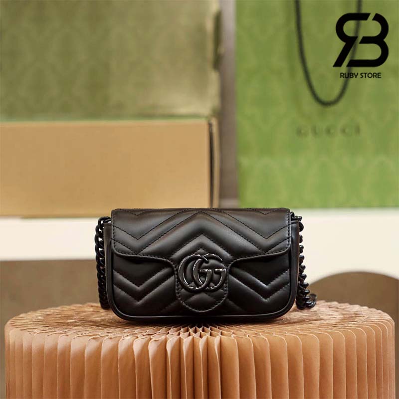 tui-gucci-gg-marmont-belt-bag-black-leather-best-quality Túi Gucci GG Marmont Belt Bag Đen 16CM Best Quality