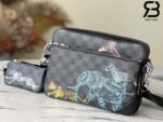 Túi LV Trio Pochette Damier Graphite Zoo 25CM Best Quality