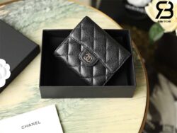 Ví Chanel Classic Flap Wallet Màu Đen Caviar khóa bạc Best Quality