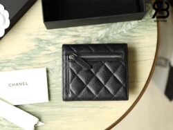 Ví Chanel Classic Flap Wallet Màu Đen Caviar khóa bạc Best Quality