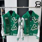 Áo LV 21FW Multi-Patches Mixed Leather Varsity Trắng Xanh BTS Best Quality