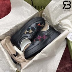 Giày Gucci GG Sneaker Multicolor Embroidered Black Best Quality