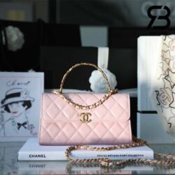 Túi Chanel 22B Flap Phone Holder Clutch With Chain Hồng Sakura Lambskin Best Quality