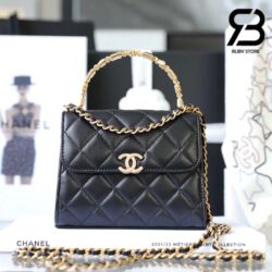 Túi Chanel 22B Mini Handle Clutch With Chain Đen Gold Lambskin Best Quality