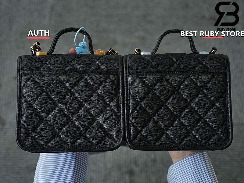 Chanel 22K Small Flap Bag With Top Handle Đen Da Caviar Ghw Best Quality