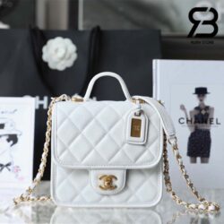 Chanel 22K Small Flap Bag with Top Handle GHW Màu Trắng Da Caviar Best Quality