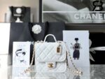 Chanel 22K Small Flap Bag with Top Handle GHW Màu Trắng Da Caviar Best Quality