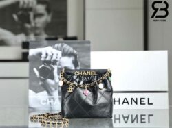 Túi Chanel 23P Small Bucket Bag Màu Đen Lambskin GHW Best Quality