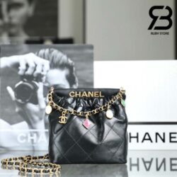 Túi Chanel 23P Small Bucket Bag Màu Đen Lambskin GHW Best Quality