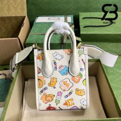 Túi Gucci Animal Print Mini Tote Bag Pikara GG Supreme Trắng 16CM Best Quality