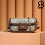 Túi Gucci Small Horsebit 1955 Shoulder Bag GG Supreme Be Nâu Canvas Best Quality