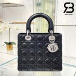 Túi Medium Lady Dior Bag Màu Đen Cannage Da Cừu SHW 24CM Best Quality