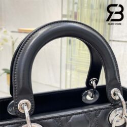Túi Medium Lady Dior Bag Màu Đen Cannage Da Cừu SHW 24CM Best Quality