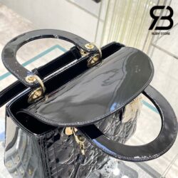 Túi Medium Lady Dior Bag Đen Bóng Cannage Calfskin GHW 24CM Best Quality