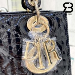 Túi Medium Lady Dior Bag Đen Bóng Cannage Calfskin GHW 24CM Best Quality