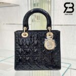 Túi Medium Lady Dior Bag Đen Bóng Cannage Calfskin GHW 24CM Best Quality