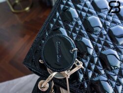 Túi Medium Lady Dior Bag Đen Bóng Cannage Calfskin GHW 24CM Best Quality