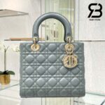 Túi Medium Lady Dior Bag Màu Xanh Cloud Da Cừu GHW 24CM Best Quality