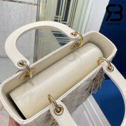 Túi Medium Lady Dior Bag Màu Trắng Latte Cannage Da Cừu GHW 24CM Best Quality