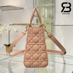 Túi Medium Lady Dior Bag Màu Hồng Cát Cannage Da Cừu GHW 24CM Best Quality