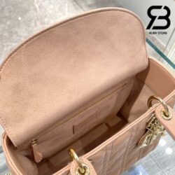 Túi Medium Lady Dior Bag Màu Hồng Cát Cannage Da Cừu GHW 24CM Best Quality