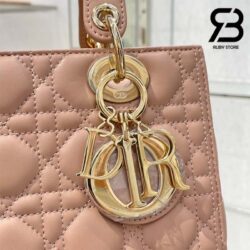 Túi Medium Lady Dior Bag Màu Hồng Cát Cannage Da Cừu GHW 24CM Best Quality