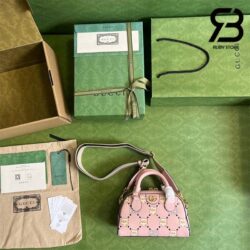 Túi Gucci Ophidia GG Animal Print Mini Bag Pikara Hồng Nhạt Best Quality