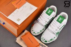 Giày Louis Vuitton x Yayoi Kusama Trainer Sneaker Green Infinity Dots Siêu Cấp