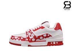 Giày Louis Vuitton x Yayoi Kusama Trainer Sneaker Red Infinity Dots Siêu Cấp
