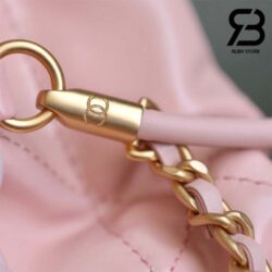 Túi Chanel 22 Mini Handbag Pink Shiny Hồng Logo Vàng Da Bê 20CM GHW Best Quality