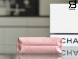 Túi Chanel 22 Mini Handbag Pink Shiny Hồng Logo Vàng Da Bê 20CM GHW Best Quality