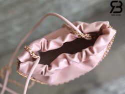 Túi Chanel 22 Mini Handbag Pink Shiny Hồng Logo Vàng Da Bê 20CM GHW Best Quality