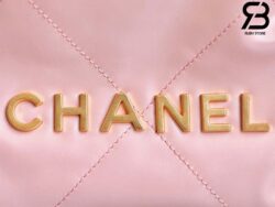 Túi Chanel 22 Mini Handbag Pink Shiny Hồng Logo Vàng Da Bê 20CM GHW Best Quality